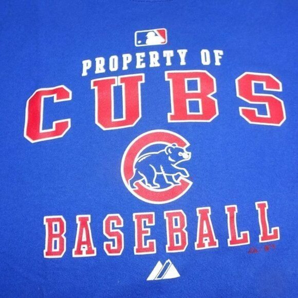 MLB Chicago Cubs Majestic Blue T-Shirt Large - Picture 4 of 5
